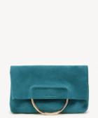 Sole Society Women's Darci Clutch Genuine Suede Foldover With Metal Detail Teal From Sole Society