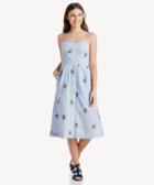 J.o.a. J.o.a. Embroidered Midi Dress With Back Tie Blue Stripe Stripe Size Extra Small Cotton Polyester From Sole Society