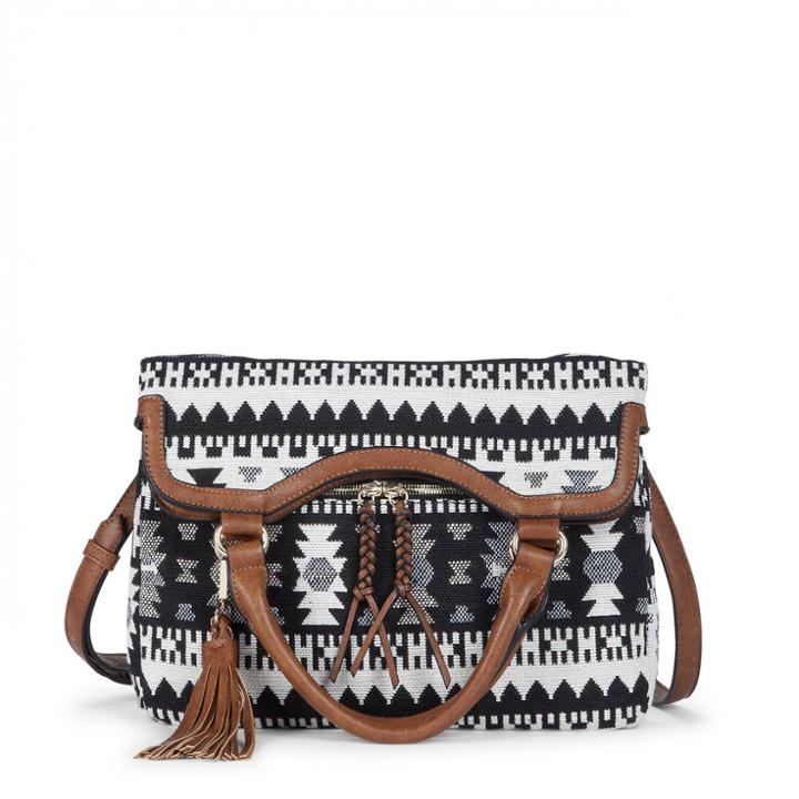 Sole Society Sole Society Joslyn Foldover Printed Tote - Black White Tribal-one Size