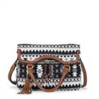 Sole Society Sole Society Joslyn Foldover Printed Tote - Black White Tribal-one Size