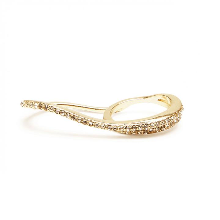 Sole Society Sole Society Double Finger Crystal Ring - Gold