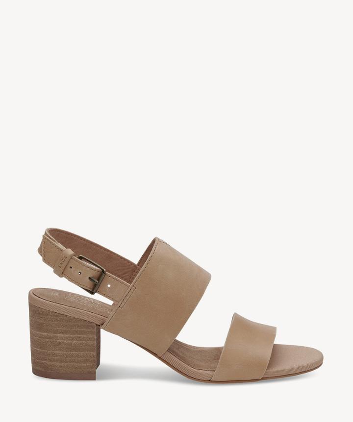 Toms Toms Poppy Block Heel Sandal - Honey Leather-10