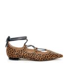 Sole Society Sole Society Georgina Lace-up Pointed Flat - Dark Cheetah Dot