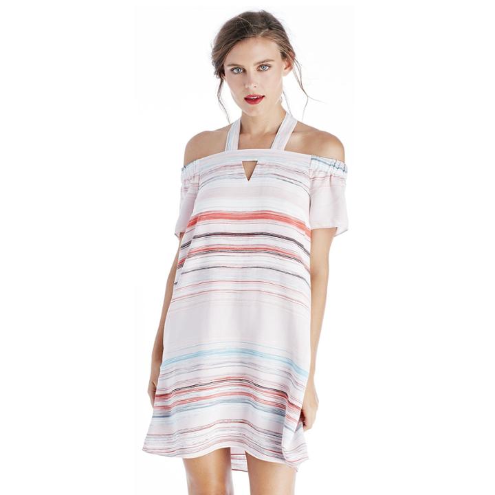 1. State 1. State Halter Shift Dress - Flora Pink-xs