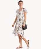 J.o.a. J.o.a. Hi Lo Wrap Dress With Ruffled Shoulder Lavender Floral Size Extra Small From Sole Society