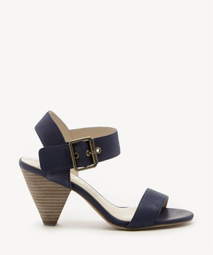 Sole Society Sole Society Missy Leather Mid Heels Sandals Washed Navy Size 7