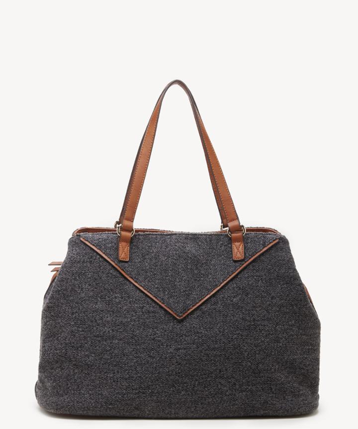 Sole Society Women's Ginny Tote Fabric Grey Flannel Vegan Leather From Sole Society