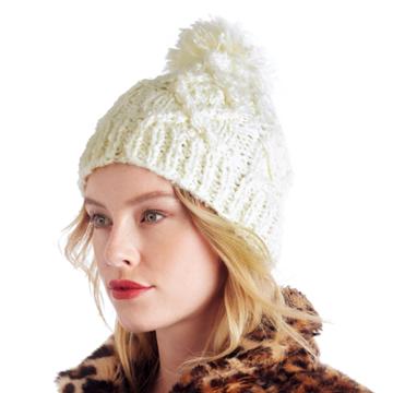 Sole Society Sole Society Cable Knit Pom Beanie - Black