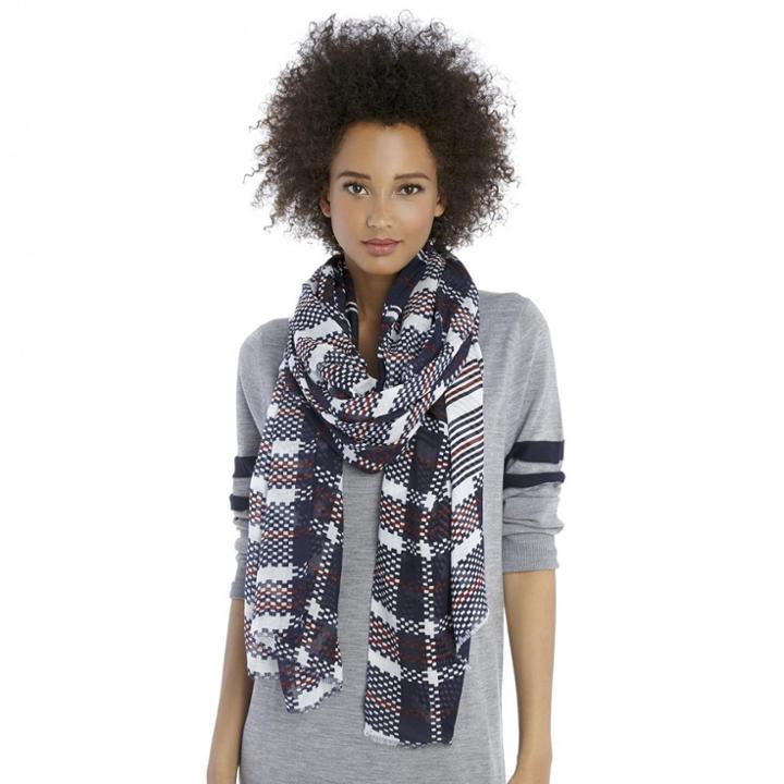 Sole Society Sole Society Mixed Stripe Scarf - Navy Red-one Size