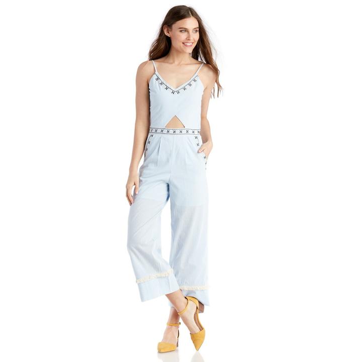 Moon River Moon River Cutout Jumpsuit - Light Blue