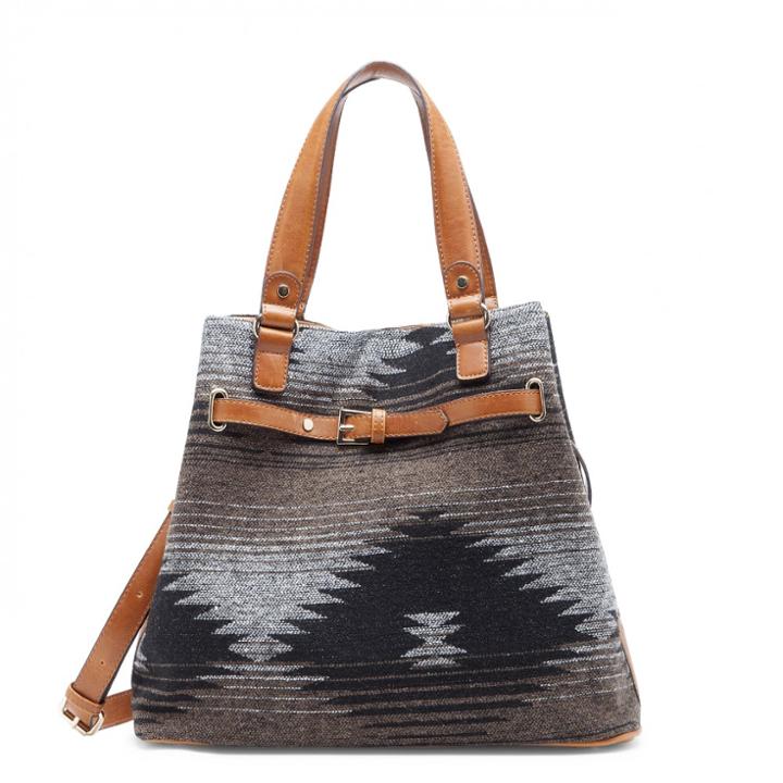 Sole Society Sole Society Nina Tribal Medium Tote - Grey Tan