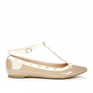 Solesociety Lizzi T-strap Flat - Adobe Ecru
