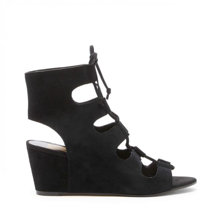 Dolce Vita Dolce Vita Louise Lace-up Wedge Sandal - Black-6.5