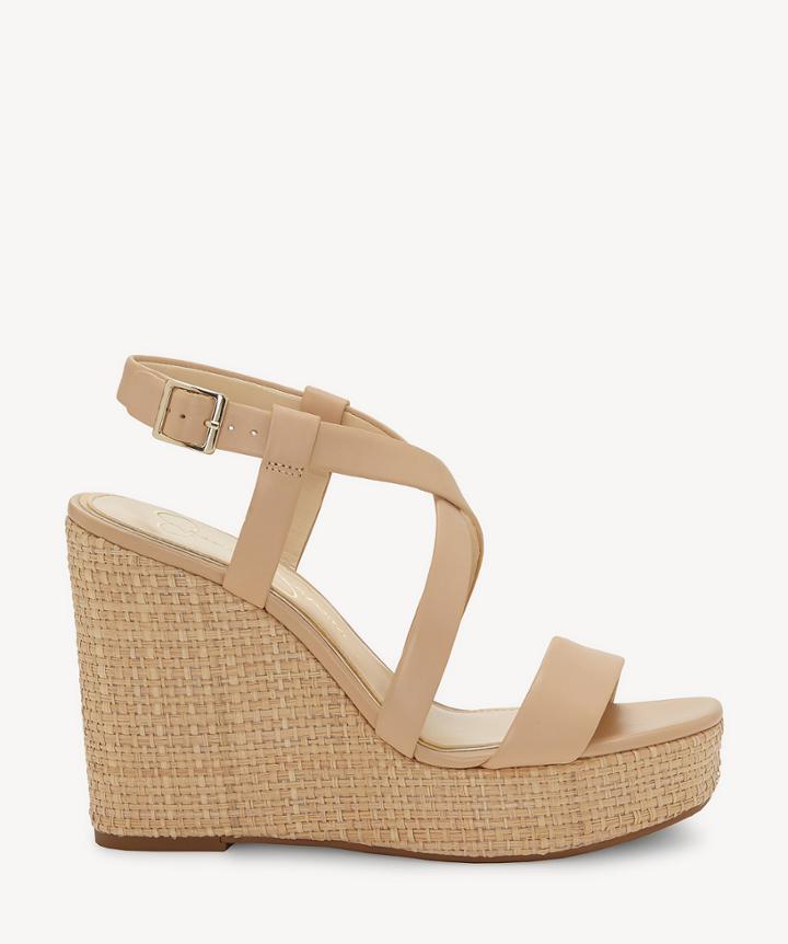 Jessica Simpson Jessica Simpson Salona Strappy Wedges Sand Dune Size 7.5 Leather From Sole Society