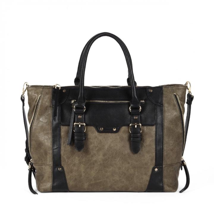 Sole Society Sole Society Susan Large Winged Tote - Olive Black