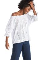 J.o.a. J.o.a. Eyelet Cold Shoulder Top - White