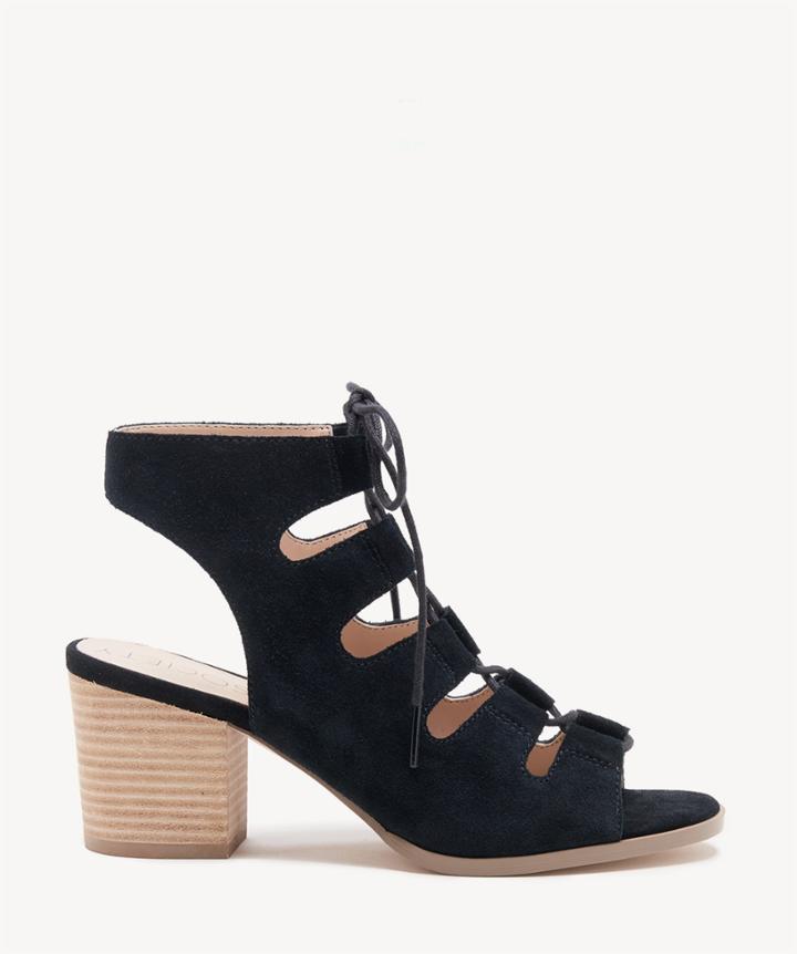 Sole Society Sole Society Rae Cage Lace Up Sandals Black Size 5.5 Suede