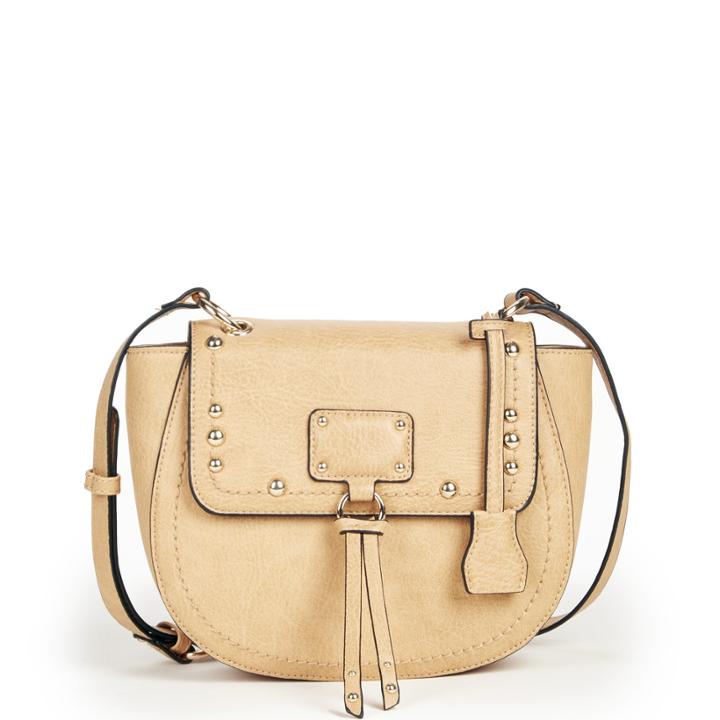Sole Society Sole Society Stark Studded Flapover Saddle Bag - Camel