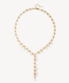 Sole Society Women's 26 Dangle Pearl Y Necklace Worn Gold/ivory One Size From Sole Society