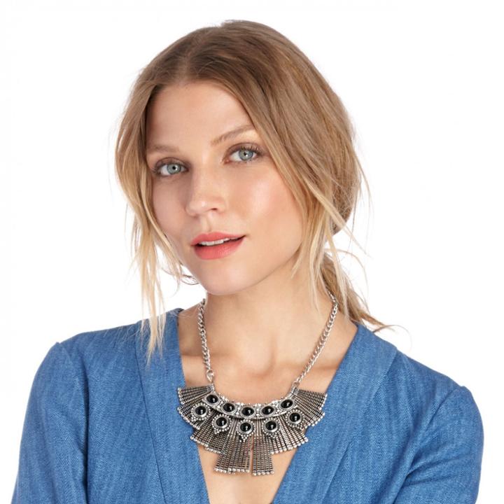 Sole Society Sole Society Aztec Stone Necklace - Silver-one Size