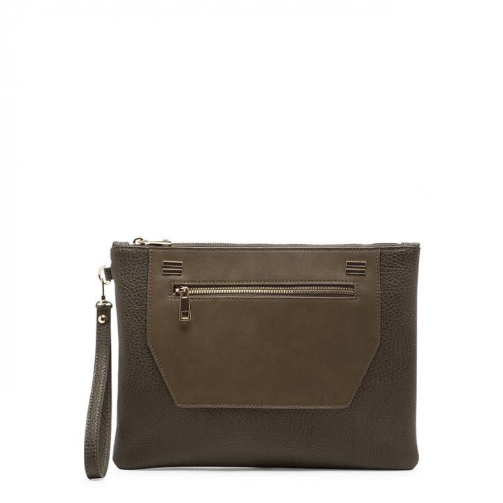 Sole Society Sole Society Nolan Oversize Vegan Clutch - Olive-one Size