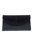 Sole Society Sole Society Waverly Suede Whipstitch Clutch - Black