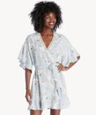 Moon River Moon River Floral Printed Wrap Dress With Frill Hem Sky Blue Blue Size Medium From Sole Society
