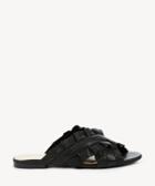 Sole Society Sole Society Mandi Criss Cross Ruffle Slides Black Size 5 Leather