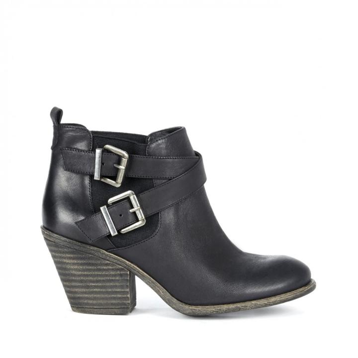 Sole Society Sole Society Maris Stacked Heel Buckle Bootie - Black-8.5