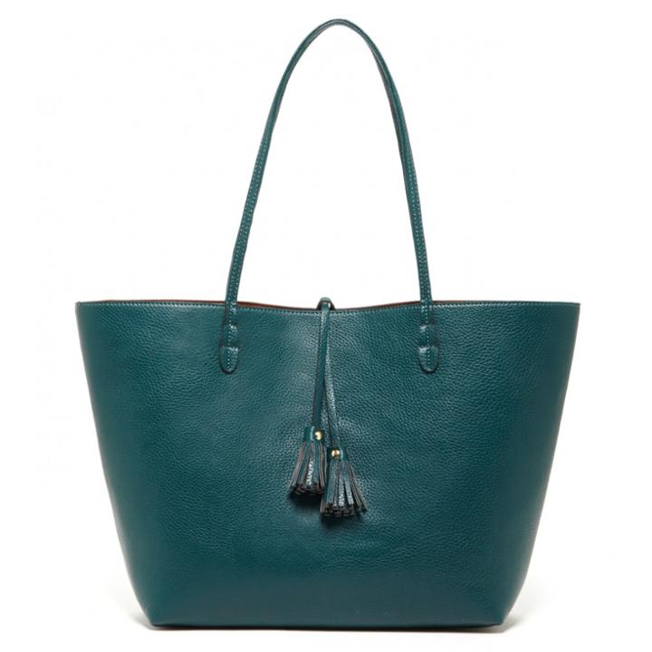 Sole Society Sole Society Campbell Reversible Tassel Tote With Pouch - Teal Brown-one Size