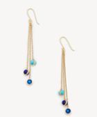 Sole Society Women's Chain Spray Earrings 12k Soft Polish Gold/lapis/dark Blue Opal/turquoise One Size From Sole Society