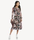 Vince Camuto Vince Camuto Women's Long Sleeve Timeless Blooms Cinch Waist Dress In Color: Rich Black Size Xs From Sole Society