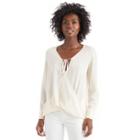 Wayf Wayf Long Sleeve Wrap Blouse - Sand