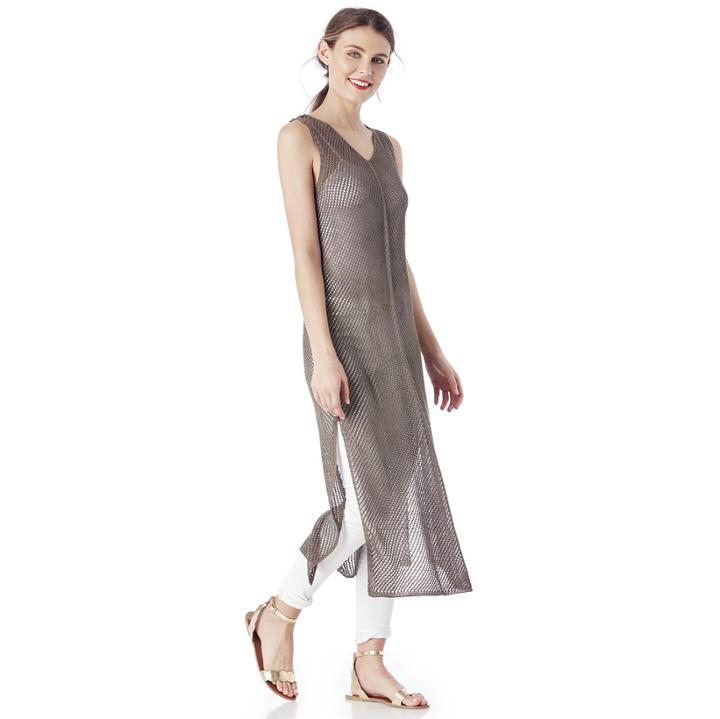 Sole Society Sole Society Openwork Knit Tunic - Taupe