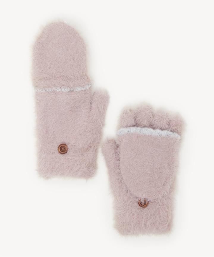 Sole Society Women's Solid Pop Top Mittens With Contrast Trim Pink One Size Acrylic From Sole Society