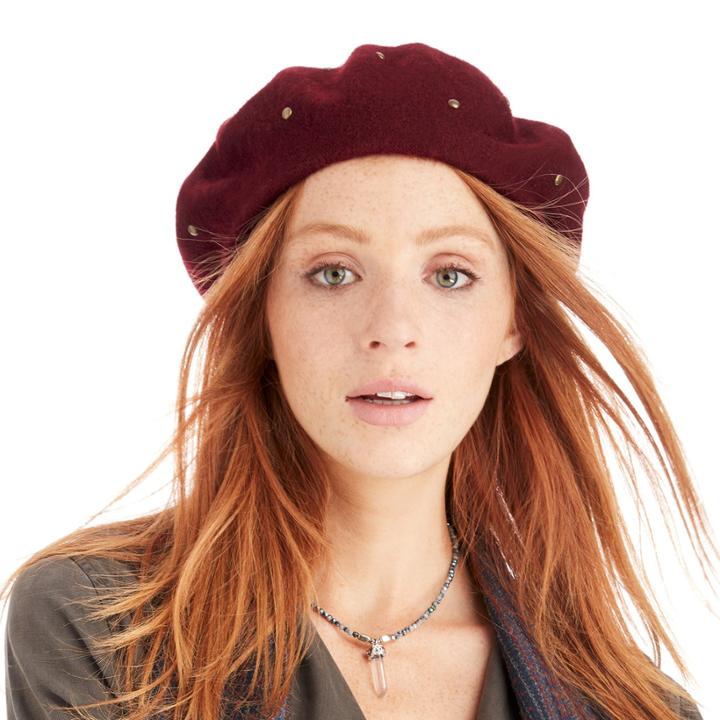 Sole Society Sole Society Studded Beret - Black