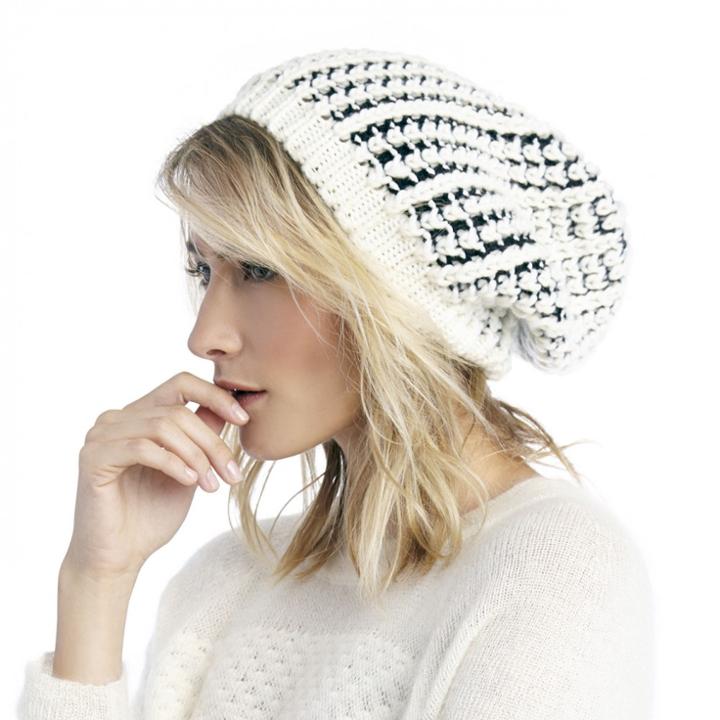 Sole Society Sole Society Mixed Knit Beanie - Black Cream