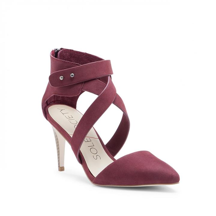 Sole Society Sole Society Tina Strappy High Heel Pump - Crimson Red-5.5
