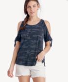 Sanctuary Sanctuary Women's Lou Heritage Off Shoulder Shirt Camo Xs Navy Size Extra Small Cotton From Sole Society