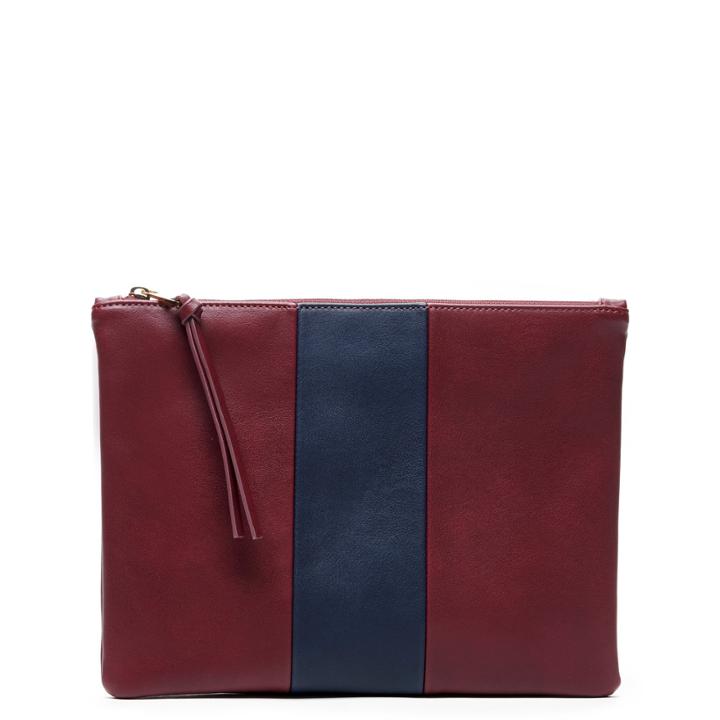 Sole Society Sole Society Radcliffe Vegan Color Block Clutch - Oxblood