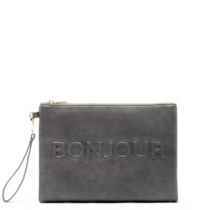 Sole Society Sole Society Justine Oversize Conversation Pouch - Charcoal-one Size
