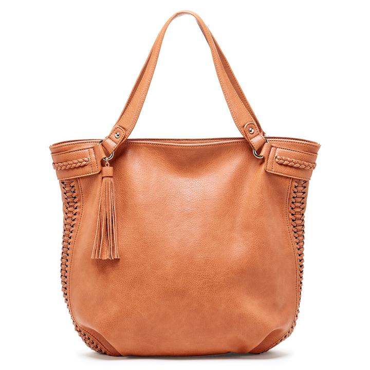 Sole Society Sole Society Tara Vegan Braided Tote - Cognac