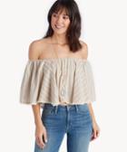 Moon River Moon River Ruffle Crop Top Grey Stripe Size Extra Small From Sole Society