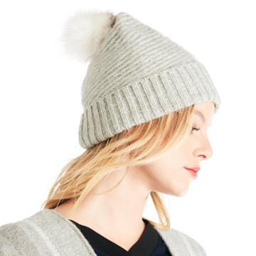 Sole Society Sole Society Knit Beanie W/ Pom - Grey