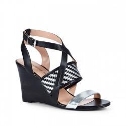 Solesociety Sole Society Sadee Woven Wedge - Black Silver-5.5