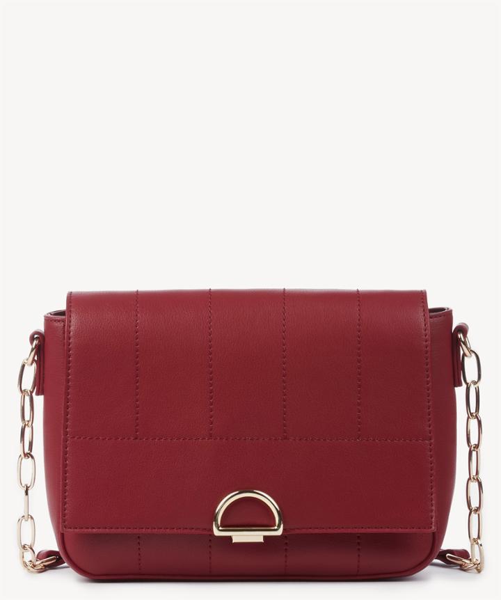 Sole Society Sole Society Colie Vegan Quilted Crossbody Bag In Color: W/ Chain Strap Cherry Red Leather