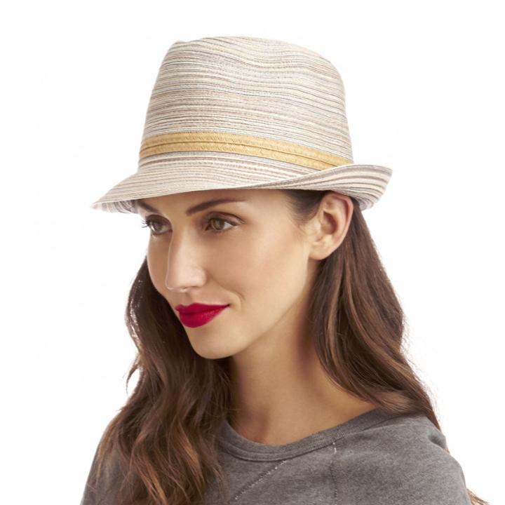Sole Society Sole Society Mix Straw Fedora - Blue Multi-one Size