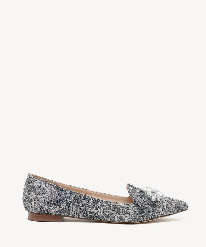 Sole Society Sole Society Libry Bejeweled Flats Navy Paisley Size 5 Fabric