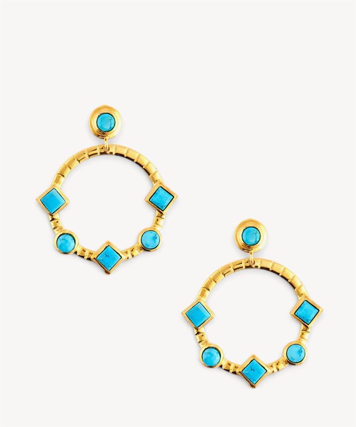 Karen London Karen London 24k Gold Plated Statement Earrings Turquoise One Size Os From Sole Society