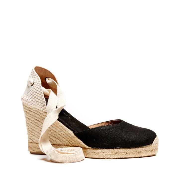 Soludos Soludos Tall Linen Wedge Espadrille Wedge - Black